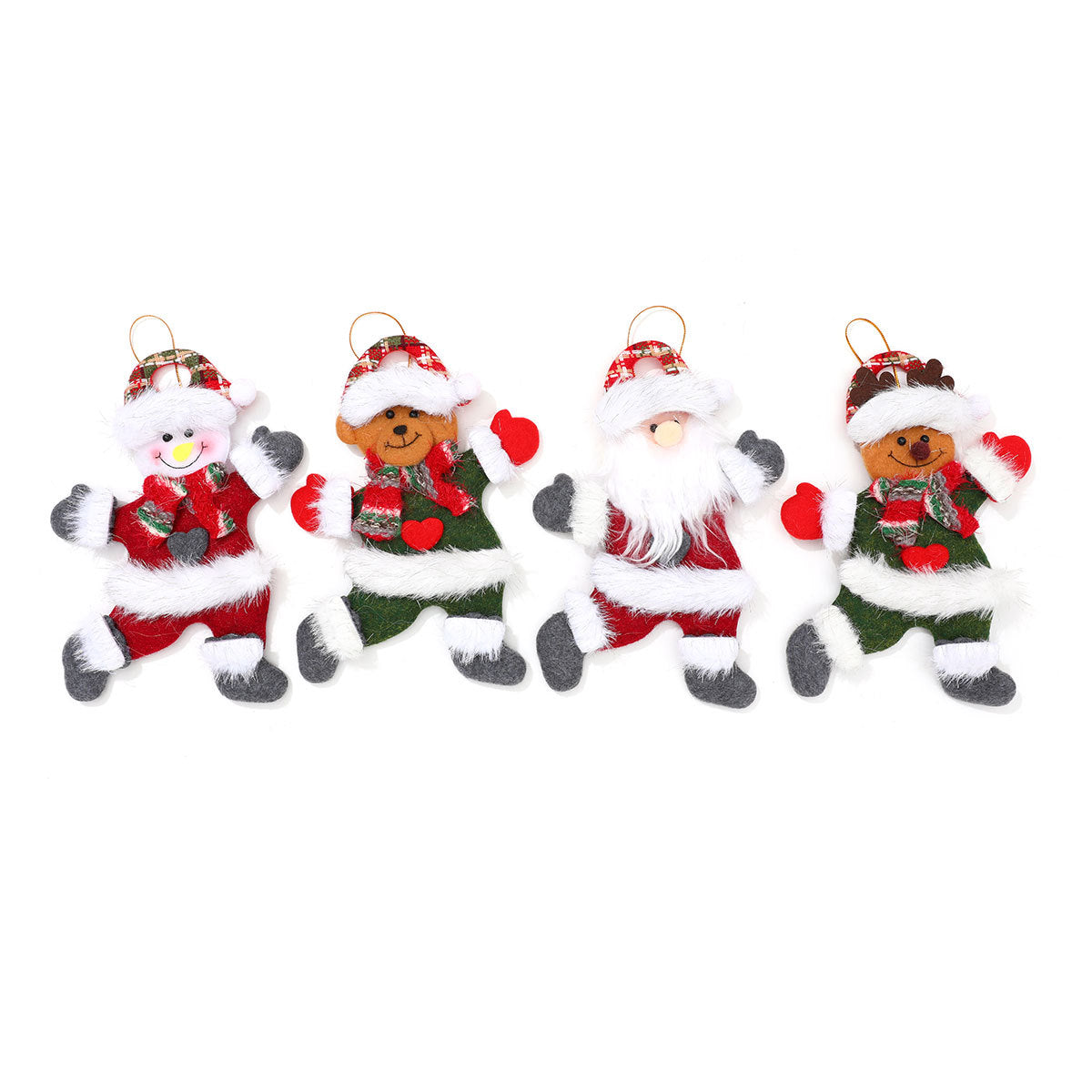 Felt Christmas Angel Ornaments with Red Hat, Wings and Star Details | Hanging String Included | Twenty Designs for Tree or Gift Wrap