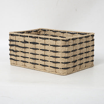 Woven Storage Organizer Basket with Side Handles | Paper Rope Bin for Toys, Blankets and Clothes | 6 Colors