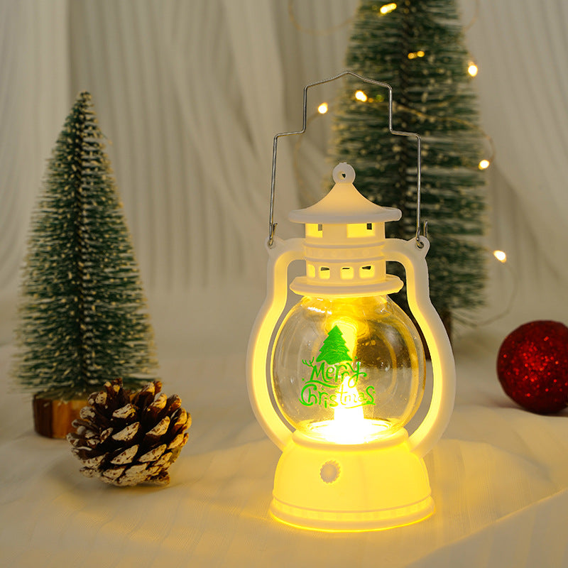 White LED Christmas Lanterns with Glass Globe and Metal Handle