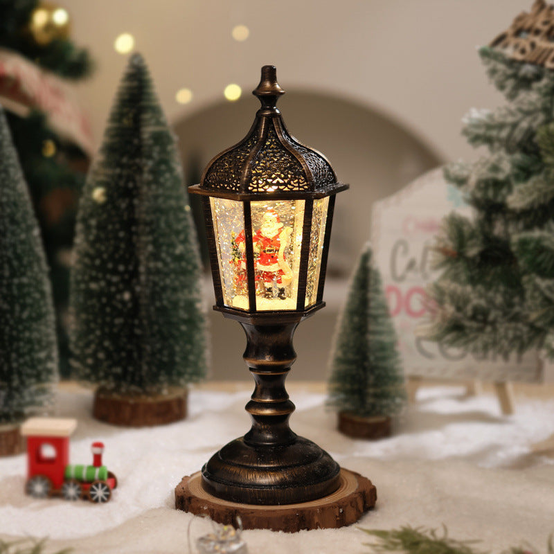 Nostalgic Christmas Lantern with LED Light and Moving Figures