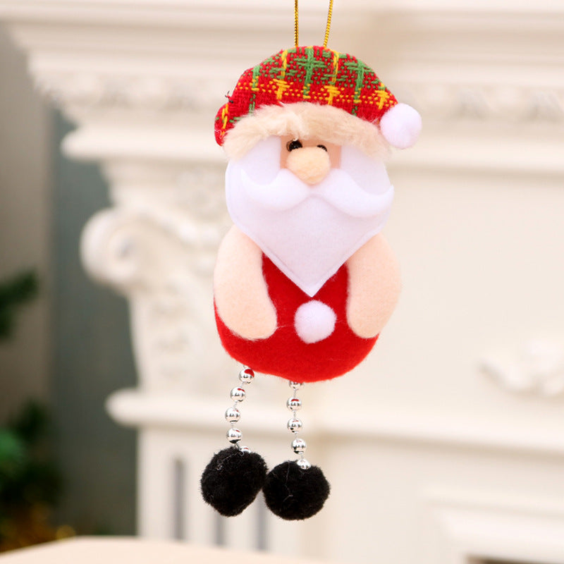 Hanging Santa Ornaments in Durable Felt | Bright Red Outfit with a Plaid Hat | Compact Christmas Decorations with a Loop