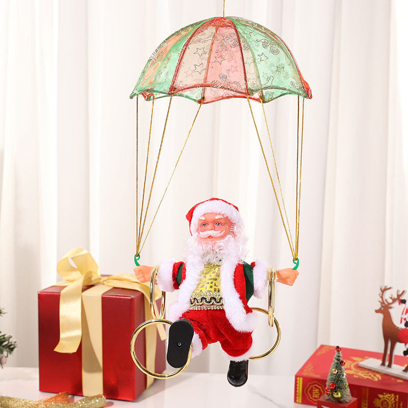 Parachuting Santa Claus Figurine Christmas Hanging Decoration
