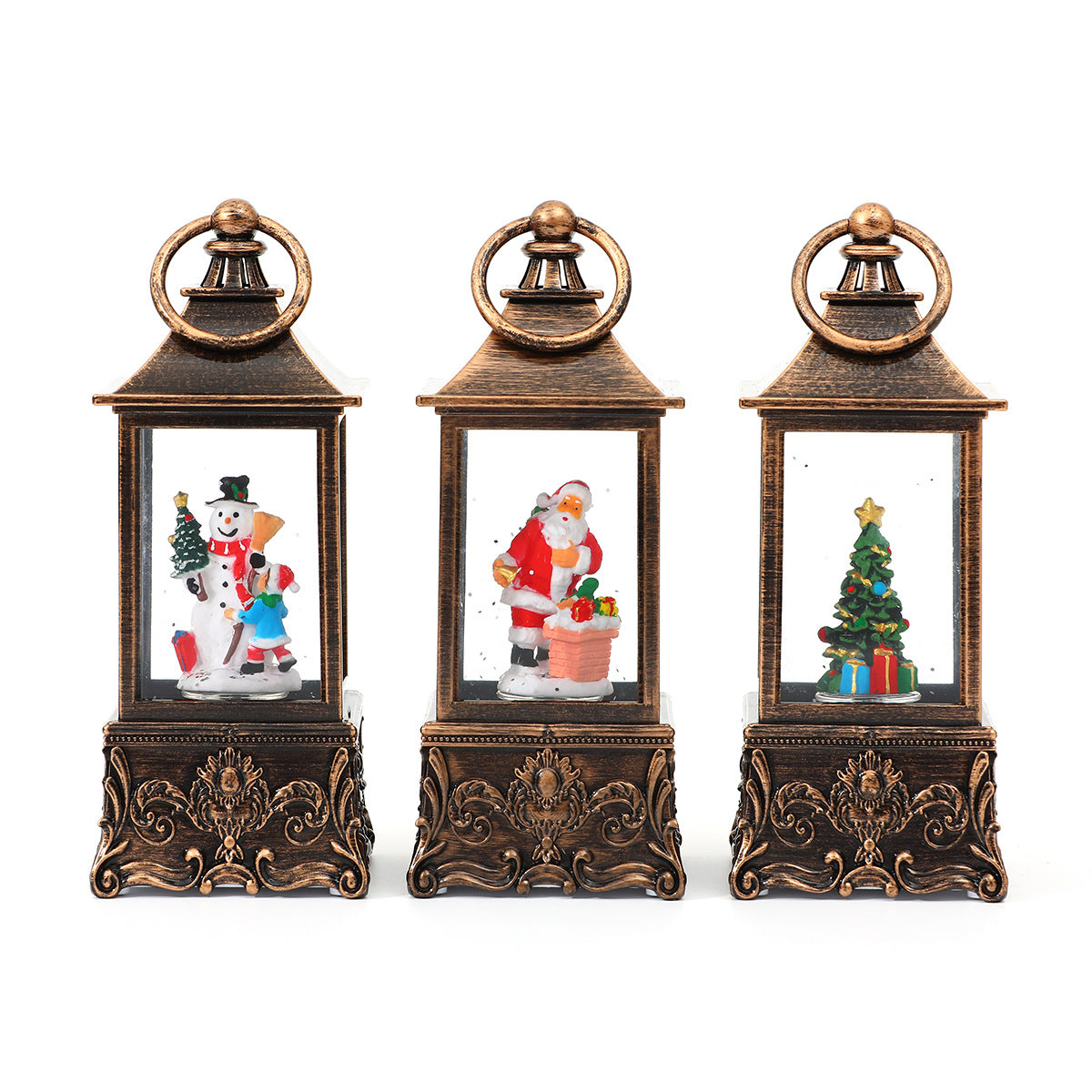 Miniature Christmas Ornaments Light Up Lantern with LED Scene