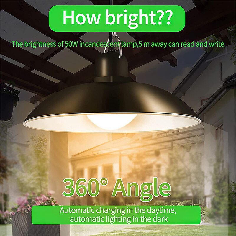 Solar Pendant Lamp with One or Two Shades | LED Lights with Remote and Three Brightness Steps | 3, 5 or 8 Hour Run Time