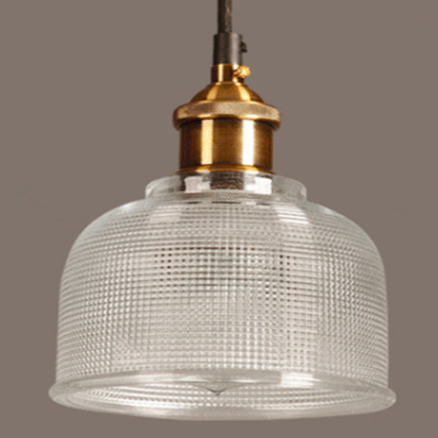 Colored Glass Pendant Light with Metal Details | Adjustable Cable Up to 47 Inches | Retro Style in 4 Colors