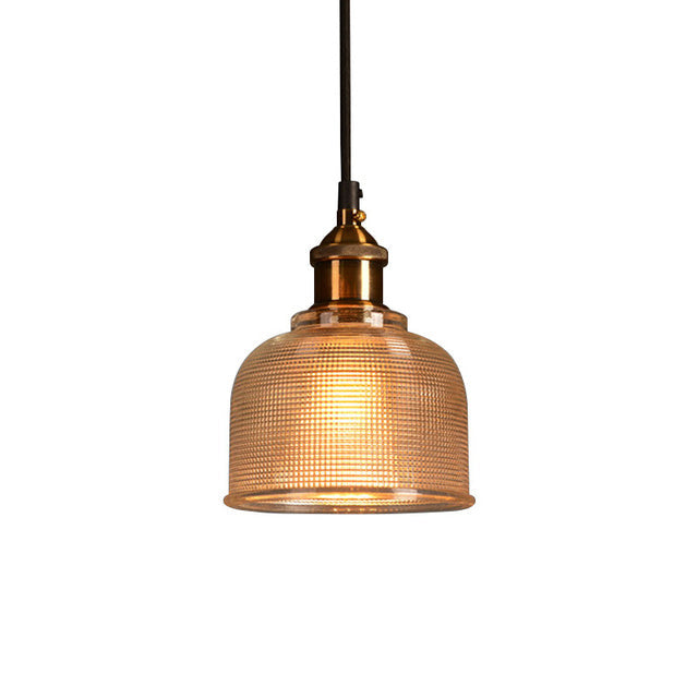 Colored Glass Pendant Light with Metal Details | Adjustable Cable Up to 47 Inches | Retro Style in 4 Colors