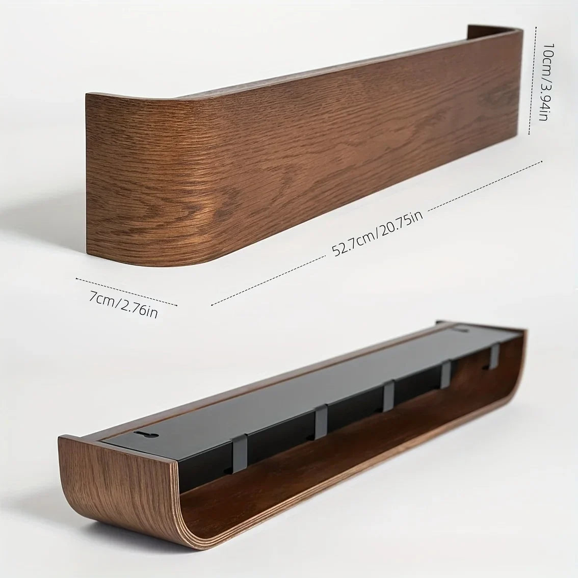 Coat Racks for Wall with a Hidden Hook Rail and Shelf | Wood Look Front on a Metal Frame | 52.7 cm Wide in Three Colors