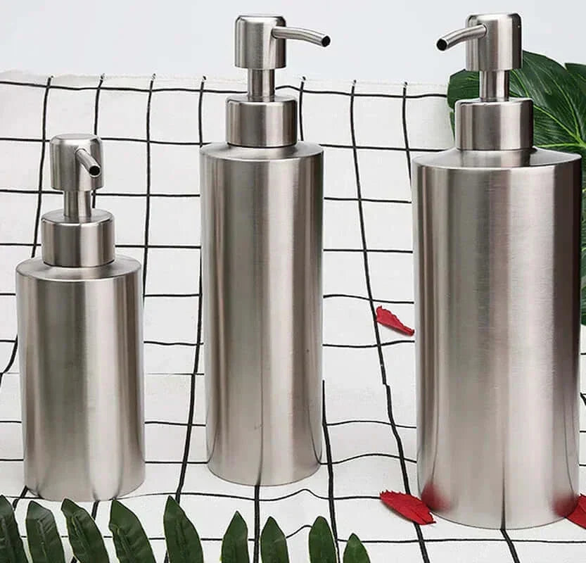 Stainless Steel Soap Dispenser with Hand Pump | Refillable Bottle for the Bathroom Sink or Kitchen Counter | 250 to 550 ml