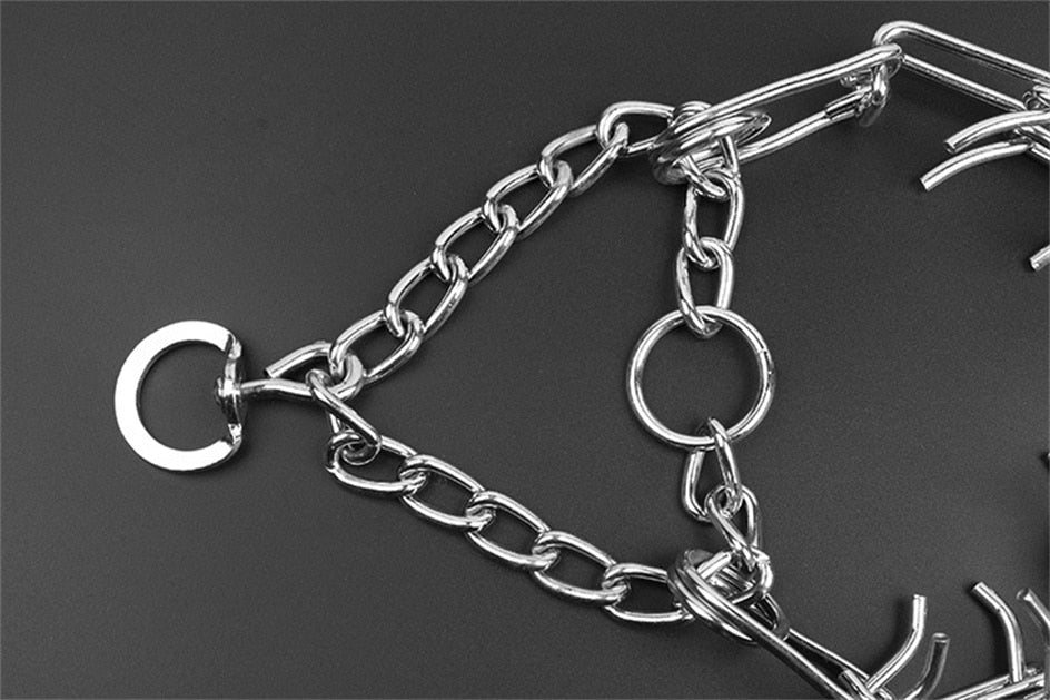 Adjustable Prong Dog Collar with Rubber Tipped Metal Links | Anti Pull Training Aid for Lead Walks | Four Sizes from S to XL