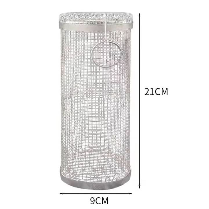 Stainless Steel BBQ Grill Basket with Cylindrical Design | Rotating for Even Cooking | Secure Closure for Vegetables and Meat