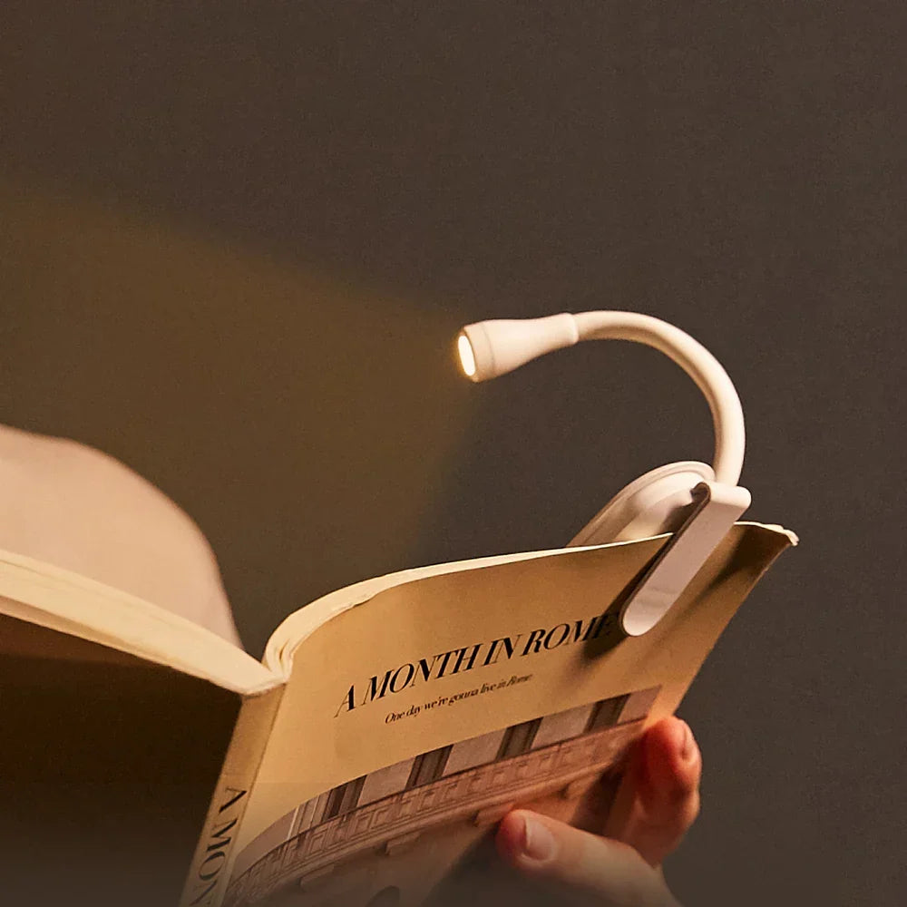 Clip On Night Light for Reading in Bed or at Camp, with a 360 Degree Neck | Dimmable LED, USB Rechargeable | Black or White