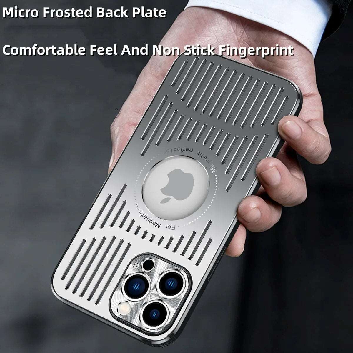 MagSafe Phone Case for iPhone 12 to 15 Pro Max with an Open Grid Back | Aluminum Alloy Plate, Frosted Non Slip Finish | Three Colors