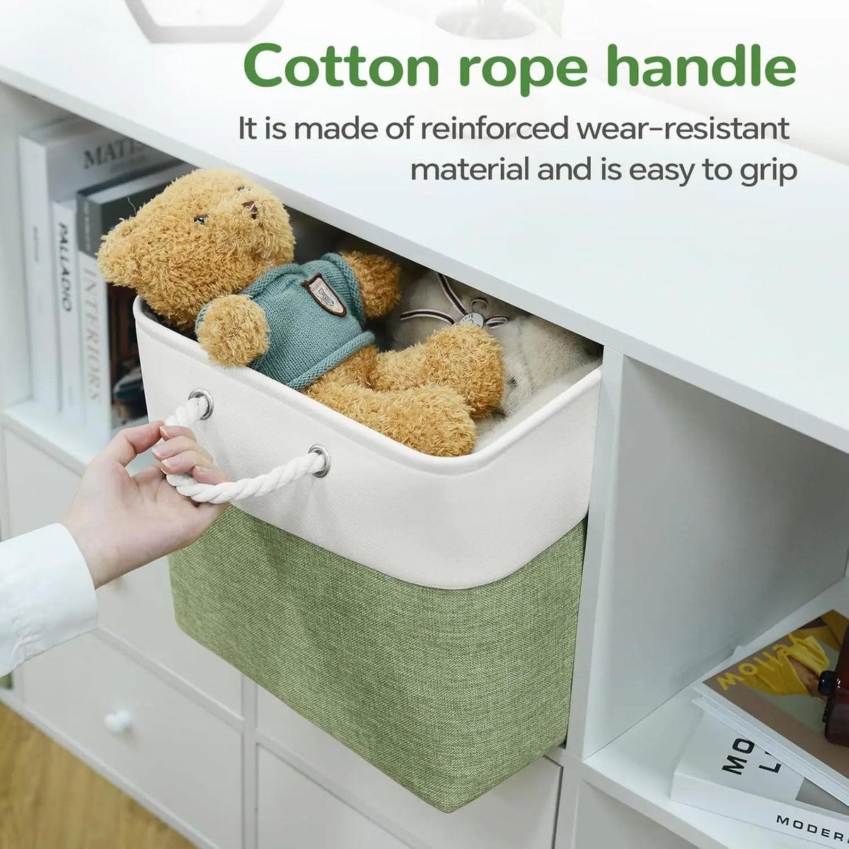 Set of 6 Foldable Fabric Storage Cubes with Rope Handles | Metal Frame Holds the Shape | 13 x 13 in Each