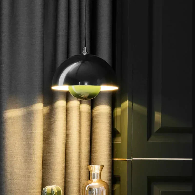 Danish Flower Pendant Light | Layered Metal Shade Design | Available in White, Green, or Pink