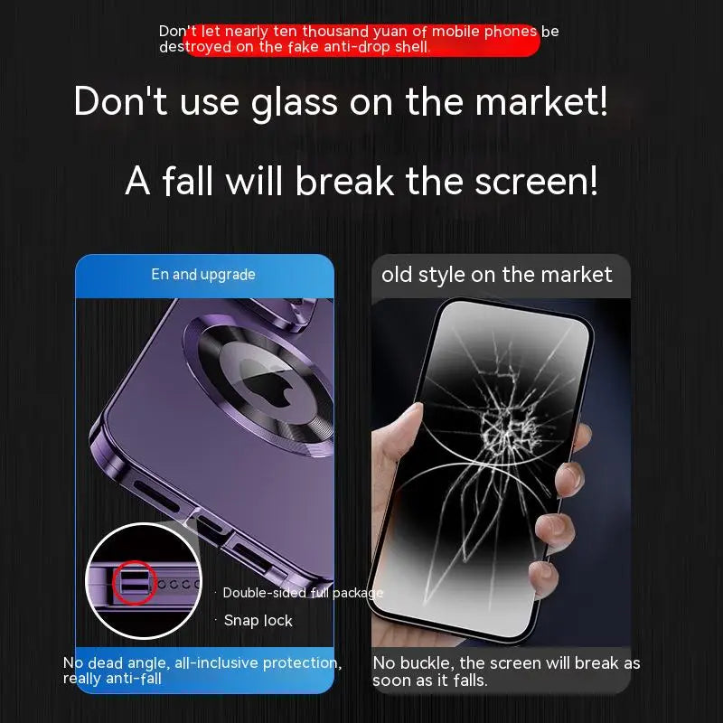 Magnetic Metal Phone Case for iPhone 12 to 15 Pro Max | Aluminium Frame with Raised Lens Ring | 360 Full Body Cover