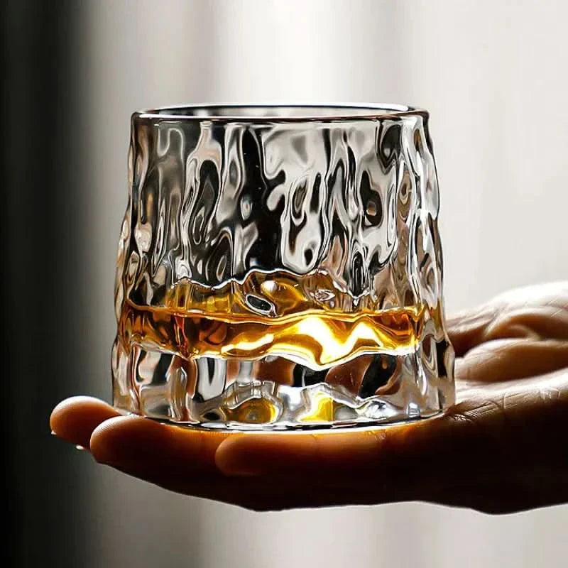 Spinning Japanese Edo Whiskey Glass Set | Heat-Resistant Edo Glass, 5.5 fl oz | Aerates and Enhances Whiskey Aroma