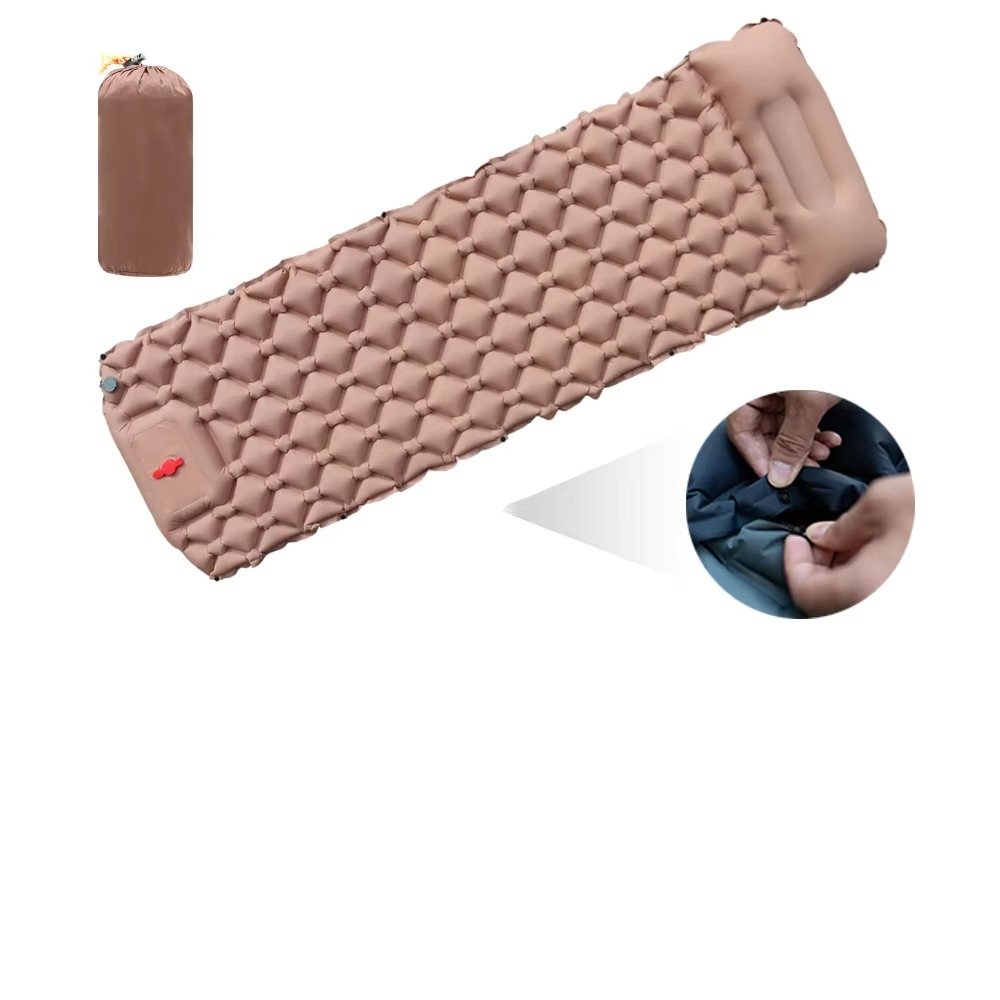 Inflatable Camping Sleeping Pad with Built-In Pillow | Packs Down Small | Comfortable Rest for Camping and Travel