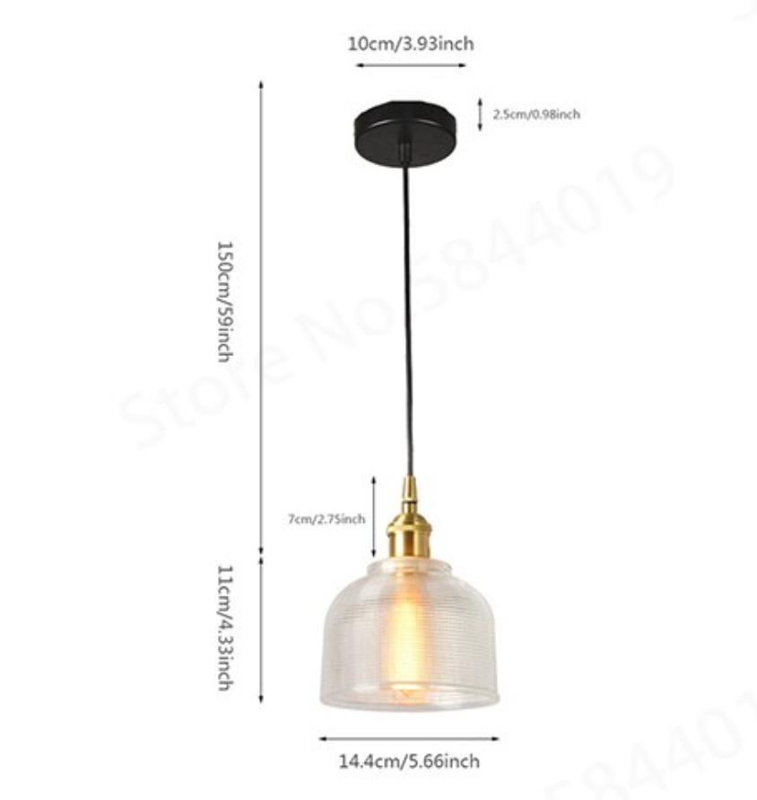 Colored Glass Pendant Light with Metal Details | Adjustable Cable Up to 47 Inches | Retro Style in 4 Colors