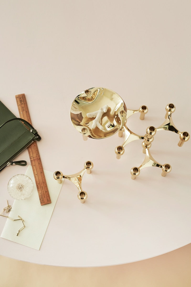 Stainless Steel Candle Holder in a Molecular Shape | Stacks Into a Centerpiece for Table Decor | One Piece or a Set of Three