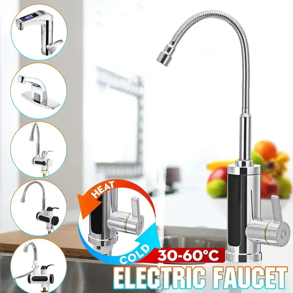 Electric Kitchen Faucet with Instant Hot Water in 3 to 5 Seconds | Heats 86 to 140 F on Demand | Stainless Heating Element
