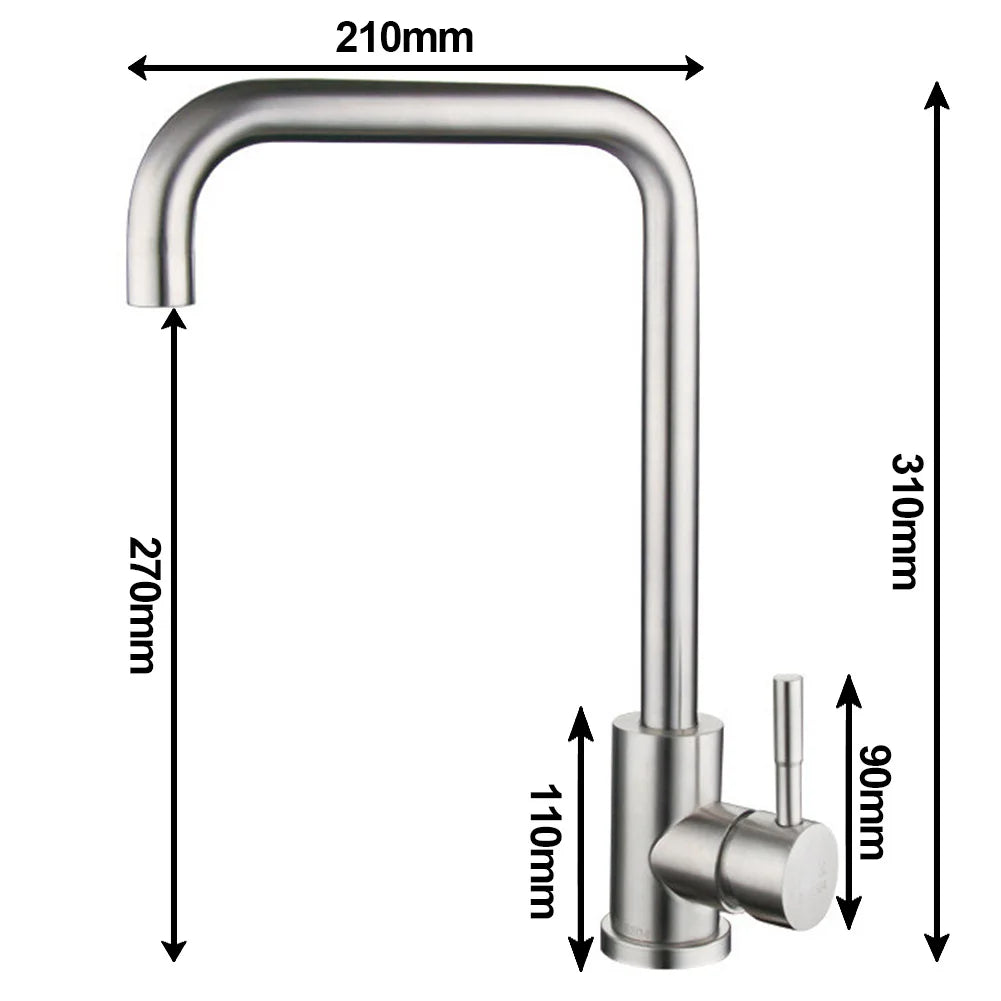 Stainless Steel Mixer Tap with 360 Degree Swivel Spout | Single Lever Control | Kitchen Sink Accessories That Wipe Clean