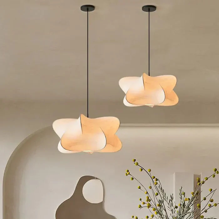 Silk Pendant Lamp with Wabi Sabi Design | Organic Sculptural Shade | Soft Diffused Lighting for Living Rooms and Lounges