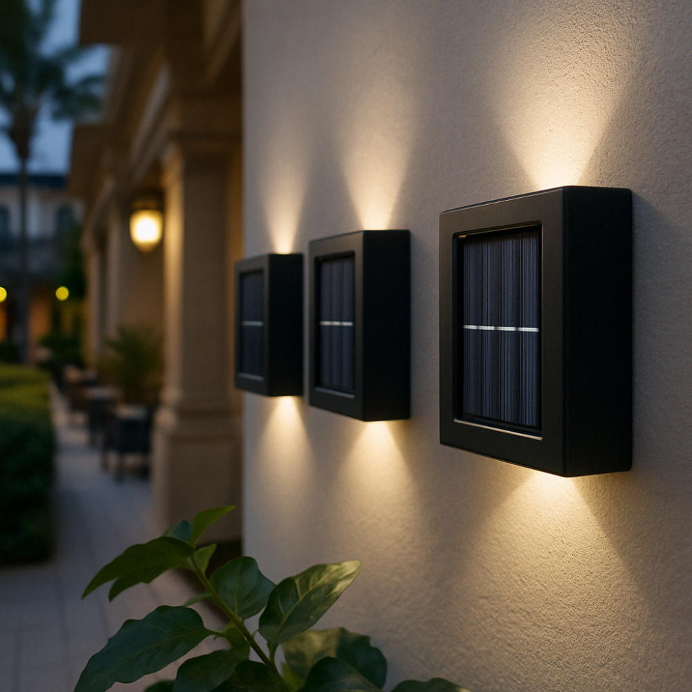Solar LED Wall Lamp | Cordless with Automatic Dusk-to-Dawn Lighting | For Exterior Walls, Fences, and Entrances