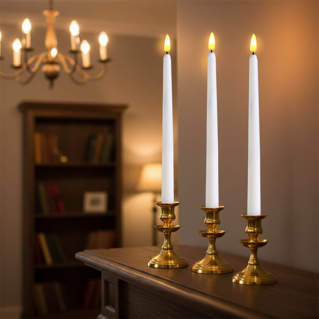 Cordless LED Candle Sticks with Dimmer Remote | Flameless Tapers with Warm Light and Timer | Set of 6 or 10