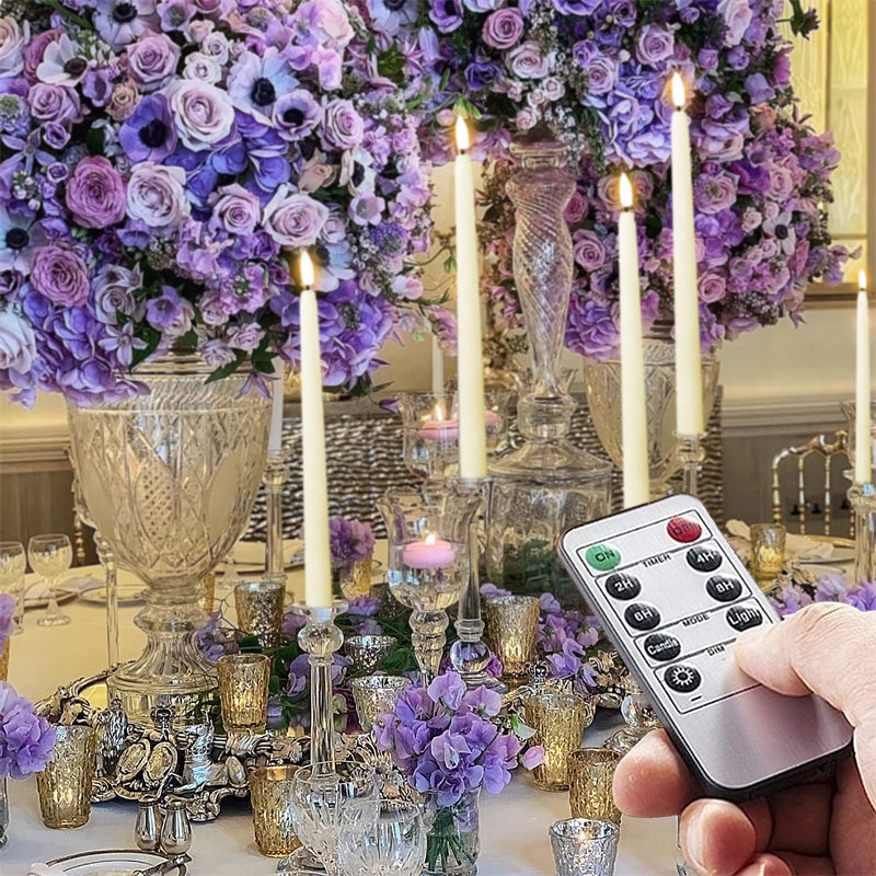 Cordless LED Candle Sticks with Dimmer Remote | Flameless Tapers with Warm Light and Timer | Set of 6 or 10