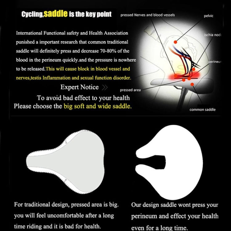 Nose-Free Bicycle Saddle in Red with Extra Thick Padding | Reflective Strip at the Back | Shock-Damping Bike Accessories