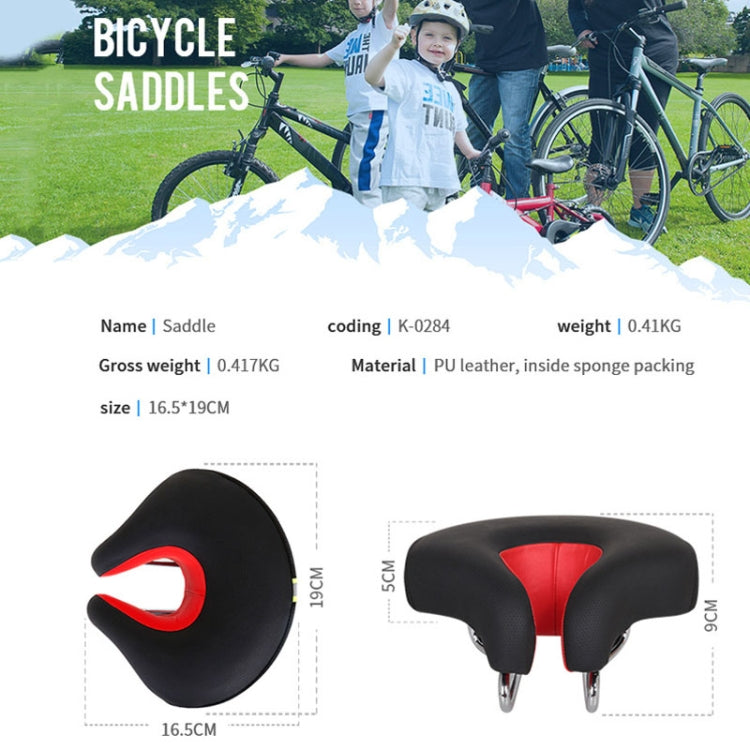 Nose-Free Bicycle Saddle in Red with Extra Thick Padding | Reflective Strip at the Back | Shock-Damping Bike Accessories