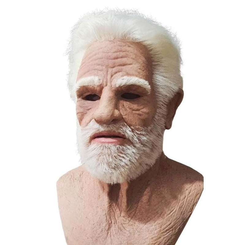 Realistic bearded natural latex full-face Halloween mask, style 1