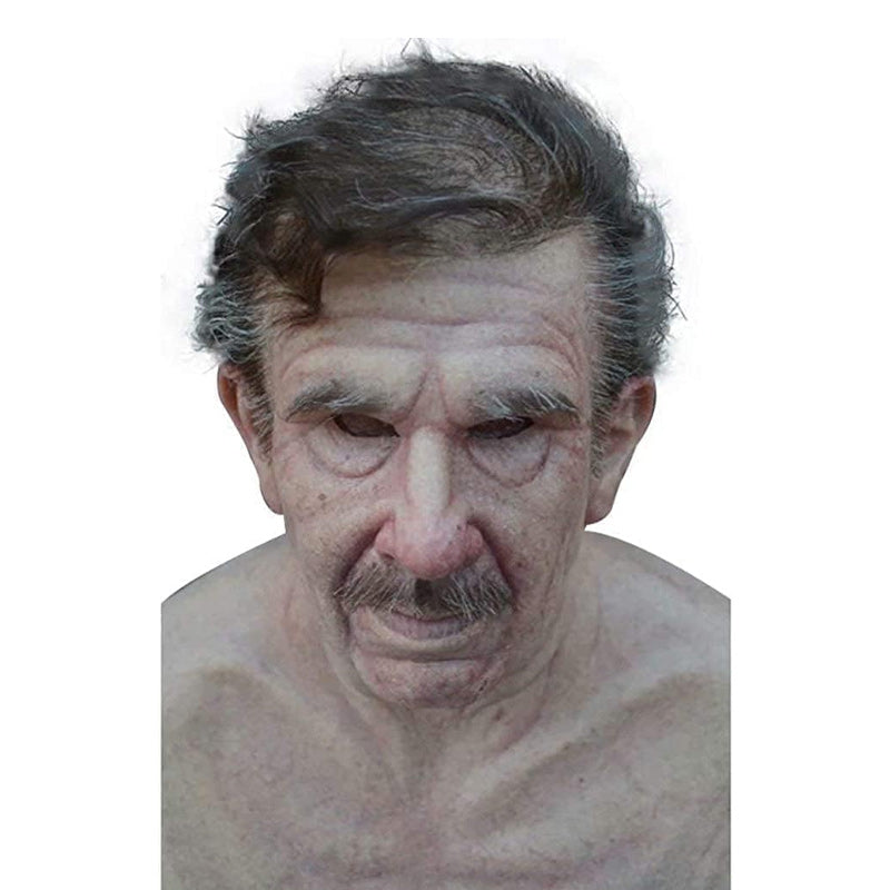 Realistic bearded natural latex full-face Halloween mask, style 5