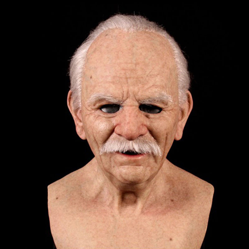 Realistic bearded natural latex full-face Halloween mask, style 7