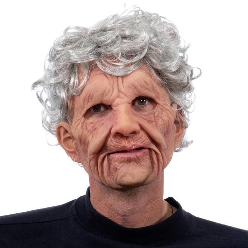Realistic full-head old man latex Halloween mask, style K
