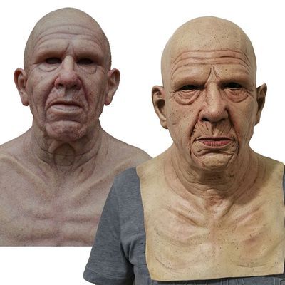 Realistic old man latex Halloween mask in the fourth face style