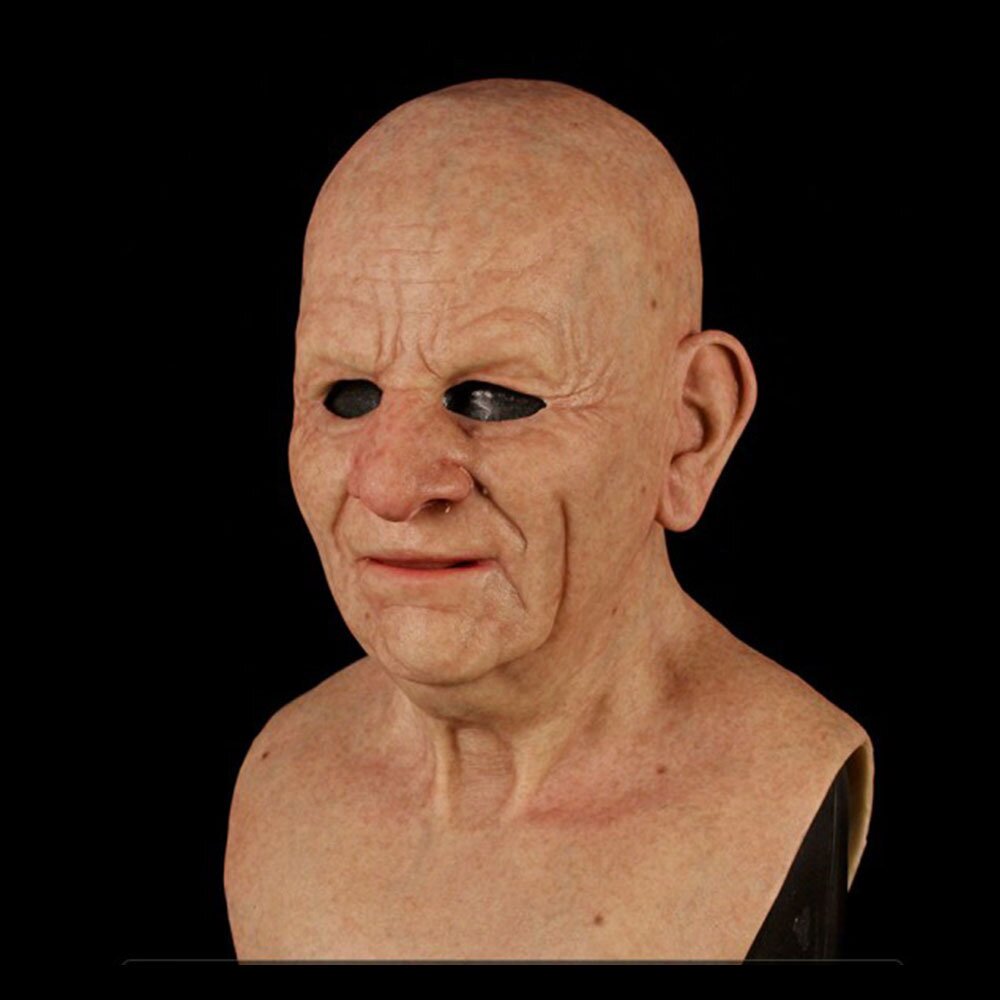 Realistic old man latex Halloween mask in the seventh face style