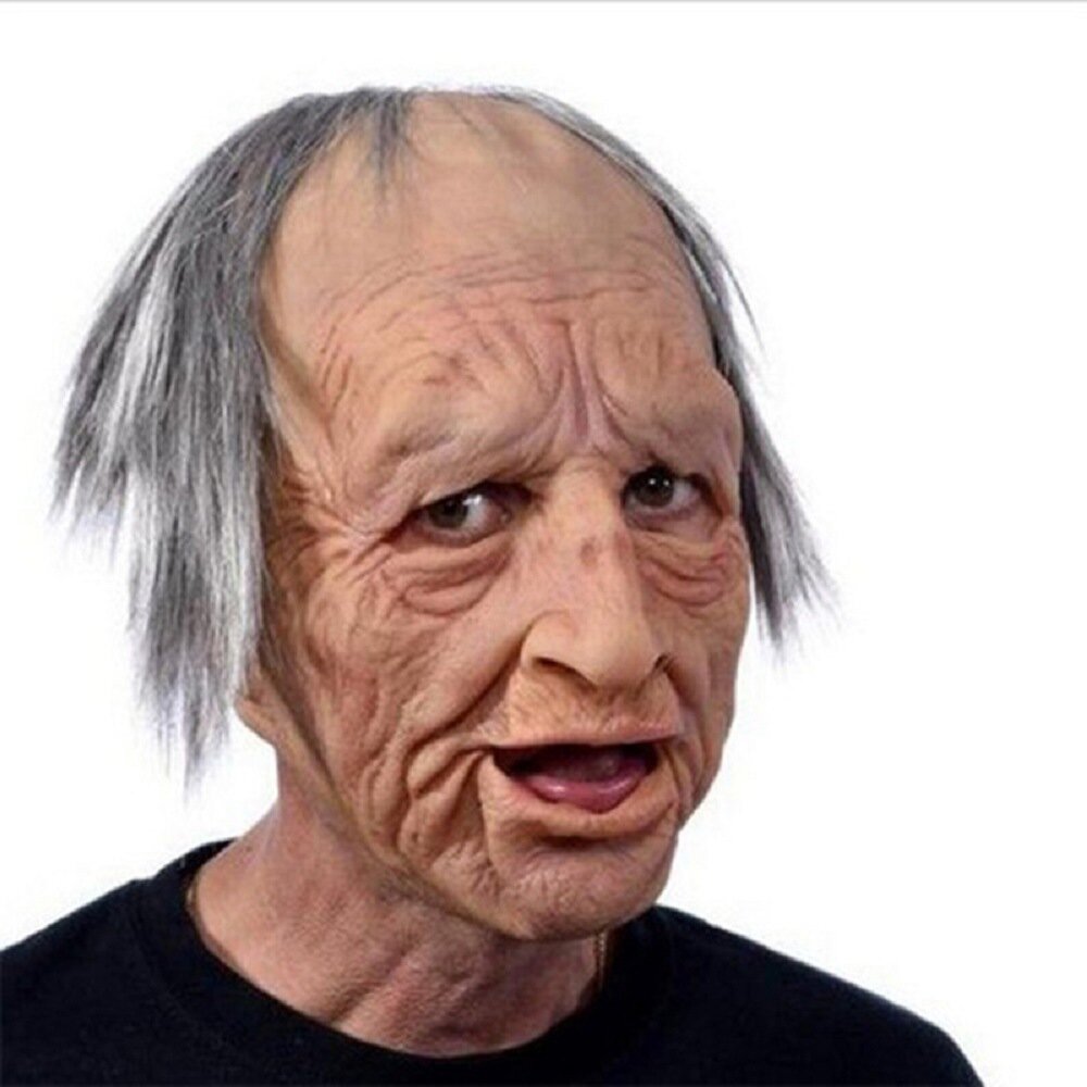 Realistic old man latex Halloween mask in the tenth face style
