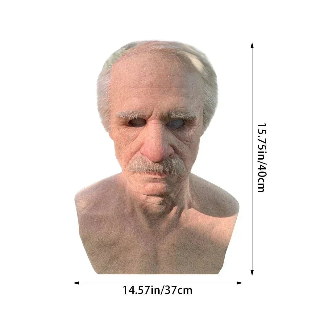 Elastic latex mask opening sized for adult heads
