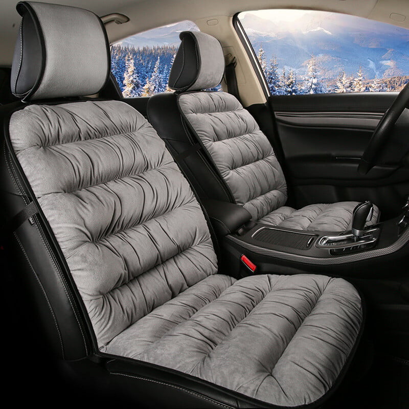 Plush Car Seat Cushion with Full Backrest | 105 x 49 cm Thick Padded Winter Pad | Available in 4 Colors