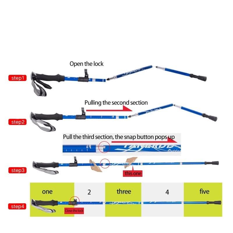 Collapsible Adjustable Trekking Poles | Lightweight with Grip Handles | Support for Hiking and Uneven Terrain