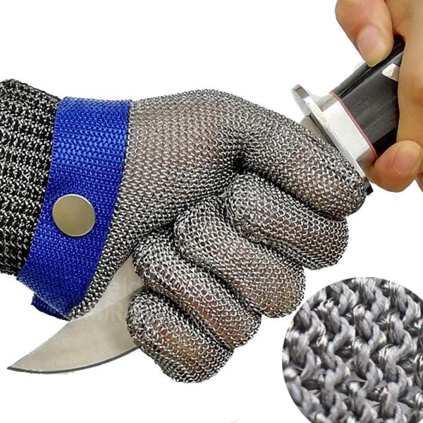 Stainless Steel Mesh Cut Resistant Work Gloves | Food Safe Chainmail Hand Protection | Single Glove, Sizes S to XL