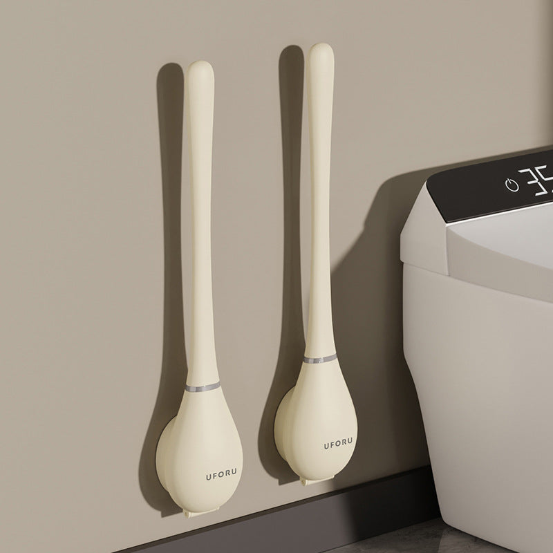 Silicone Toilet Brush with a Flat Head and Wall Holder | Dries Fast, Holds Less Grime Than Synthetic Fiber | Three Colors