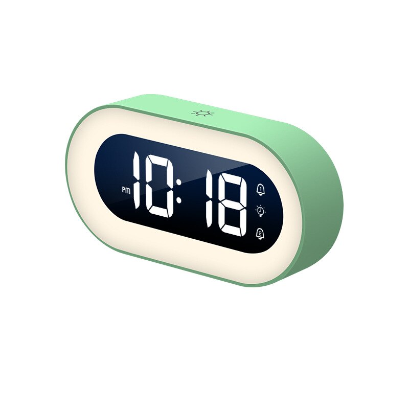 Digital Alarm Clock with Dimmable Nightlight and Nature Sounds | USB-C Rechargeable LED Display | 2 Colors