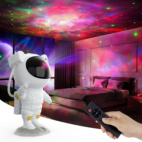 Astronaut Galaxy Projector Night Light for Bedrooms | Nebula and Star Projection, USB Rechargeable | Movable Arms