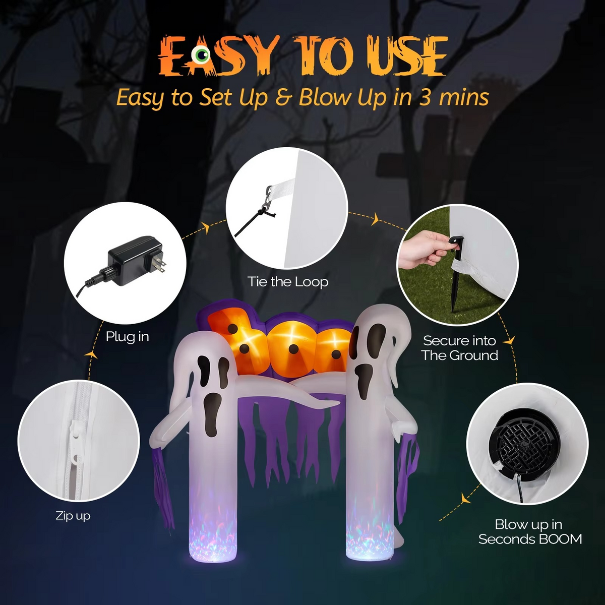 Inflatable Halloween Clown Archway | 9.8 Ft Tall With Built In Fan And LED Lights | Waterproof, 3 Minute Setup