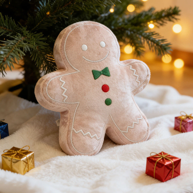 Christmas Throw Pillows in Gingerbread, Tree and Wreath Shapes