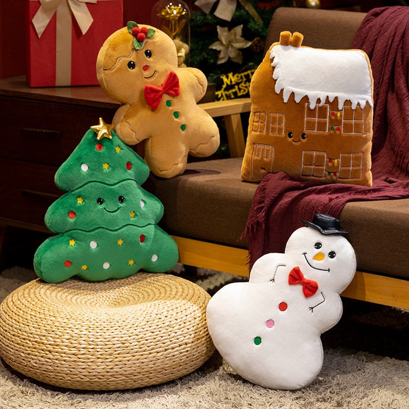 Christmas Plush Toys Gingerbread Man Snowman and Tree Shapes