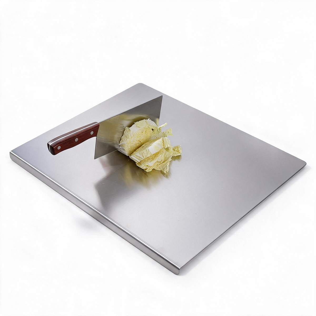 Stainless Steel Cutting Board with a Lip That Grips the Counter | Dishwasher Safe, Two Sizes | Kitchen Cooking Tools