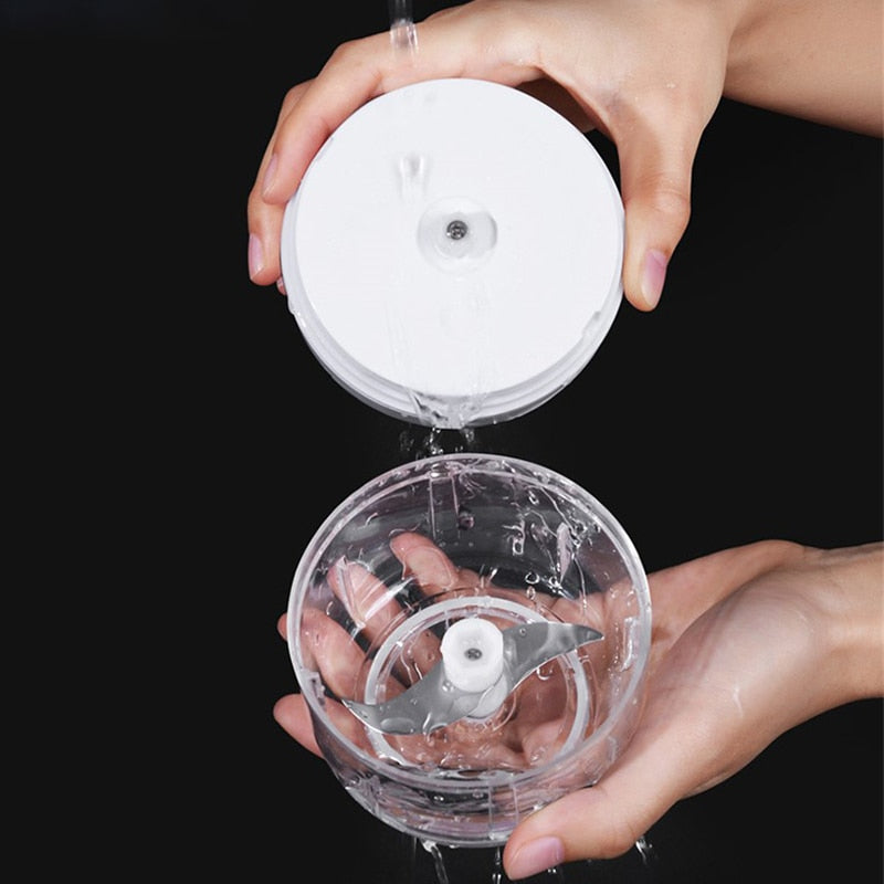 Mini Electric Food Chopper with One-Touch Lid | Stainless Blades and a 5 fl oz Bowl | USB Rechargeable Kitchen Gadgets